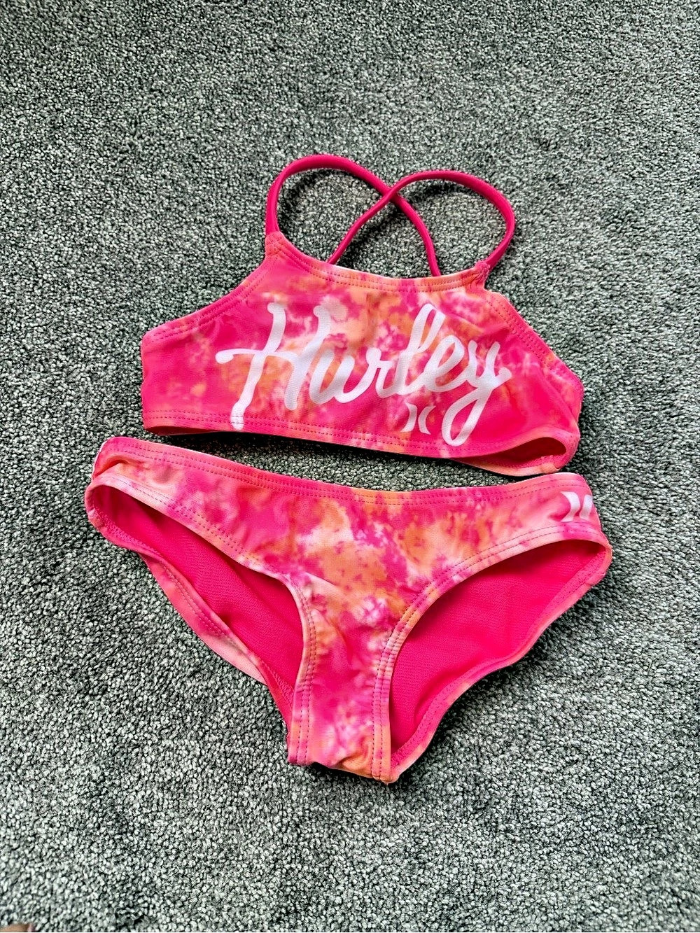 Hurley Pink and Orange Tie-Dye Bikini Set